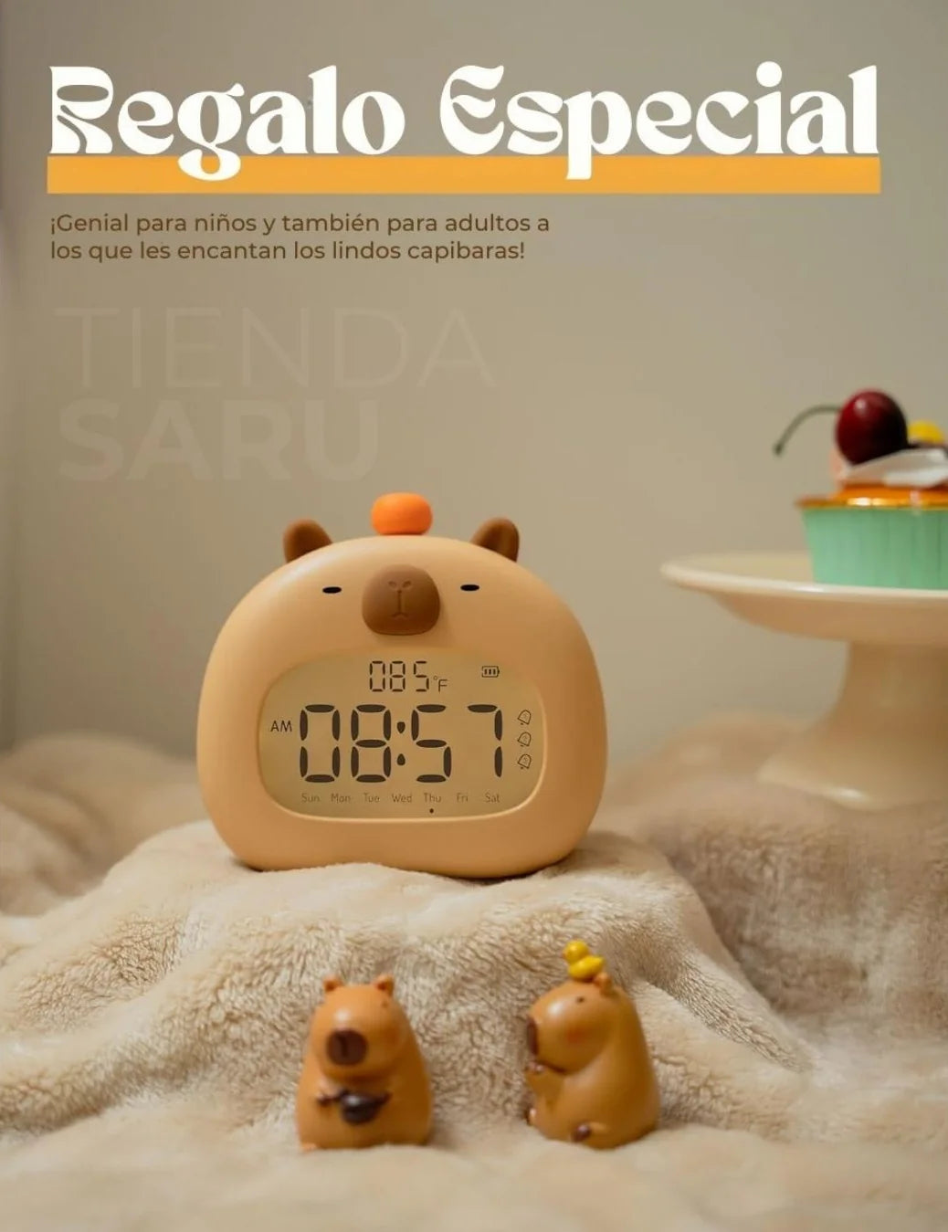 RELOJ DESPERTADOR CAPIBARA PARA NIÑOS