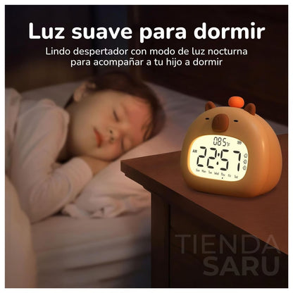 RELOJ DESPERTADOR CAPIBARA PARA NIÑOS